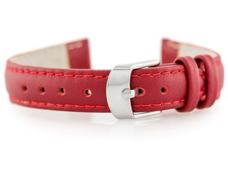 W83 leather watch strap - red - 16mm