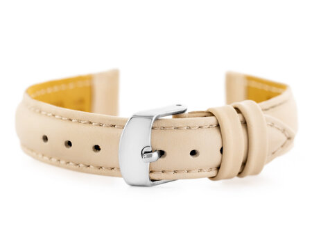 W83L leather watch strap - beige - 16mm