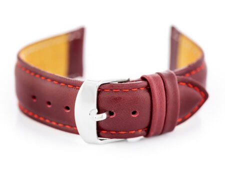 W83L leather watch strap - burgundy - 14mm