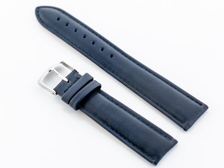 W83L leather watch strap - navy blue - 12mm