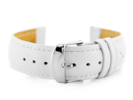 W83L leather watch strap - white - 22mm