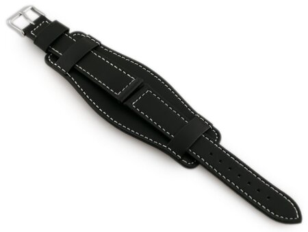 W85 leather watch strap - washer - black/white - 20mm