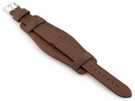 W85 leather watch strap - washer - brown - 22mm