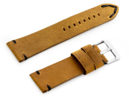 W93 leather watch strap - brown/black - 20mm