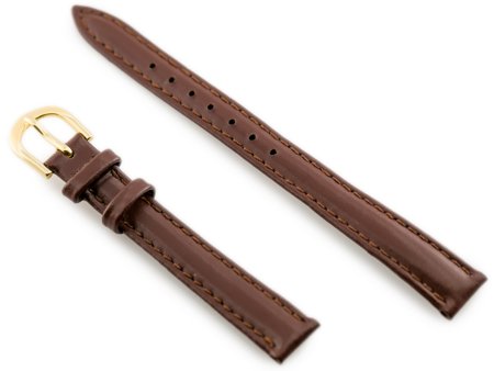 Watch leather strap - CASIO - dark brown/gold I - 12mm