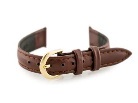 Watch leather strap - CASIO - dark brown/gold I - 12mm