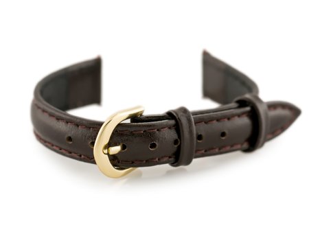 Watch leather strap - CASIO - dark brown/gold II - 12mm