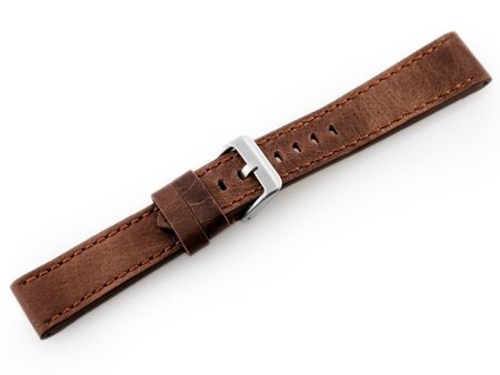 Watch leather strap W48 - PREMIUM - dark brown II - 20mm