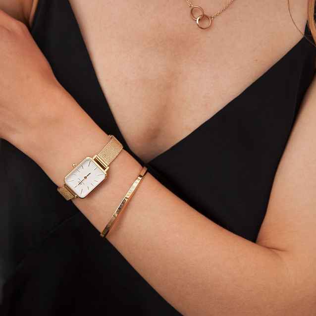 ZEGAREK DAMSKI DANIEL WELLINGTON Quadro Pressed Evergold 20mm DW00100556 + BOX (zw520a)