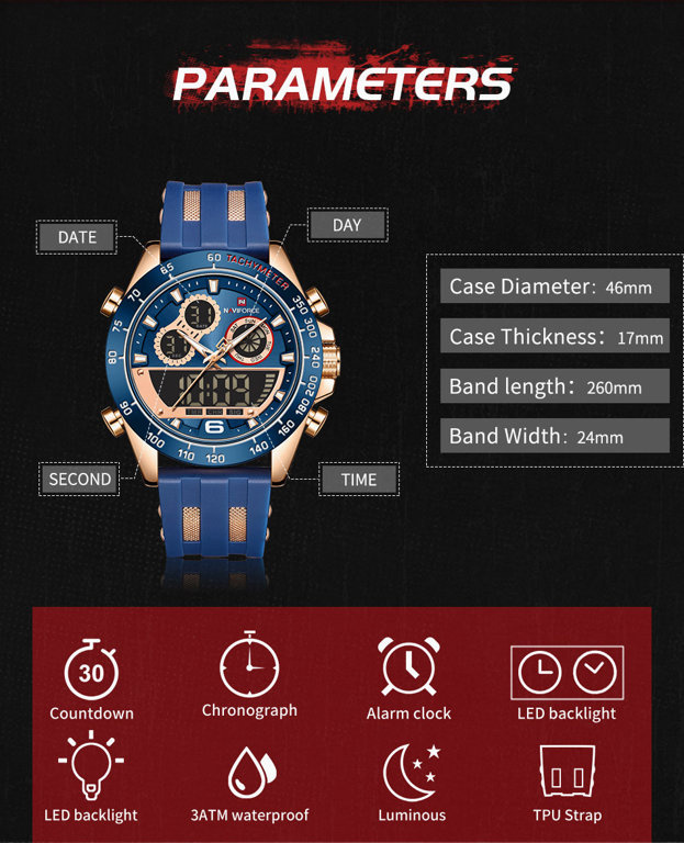 Zegarek Męski Naviforce Nf9188T - (Zn121E) + Box
