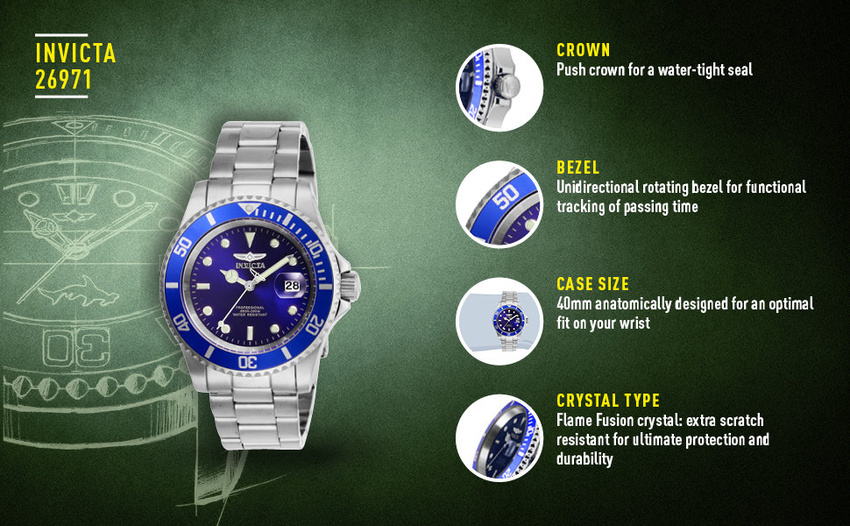 ZEGAREK MĘSKI INVICTA PRO DIVER 26971 - WODOSZCZELNOŚĆ 200m, koperta 40mm