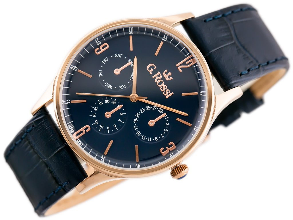 ZEGAREK G. ROSSI - 10737A-6F3 (zg258f) blue/r.g. + BOX