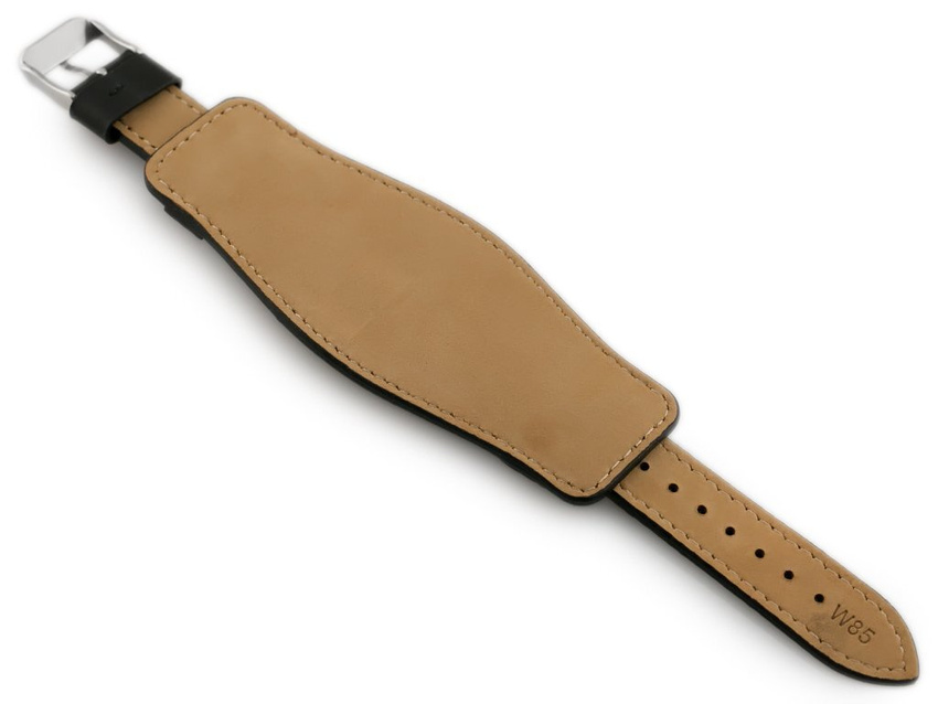 W85 leather watch strap - washer - black - 18mm