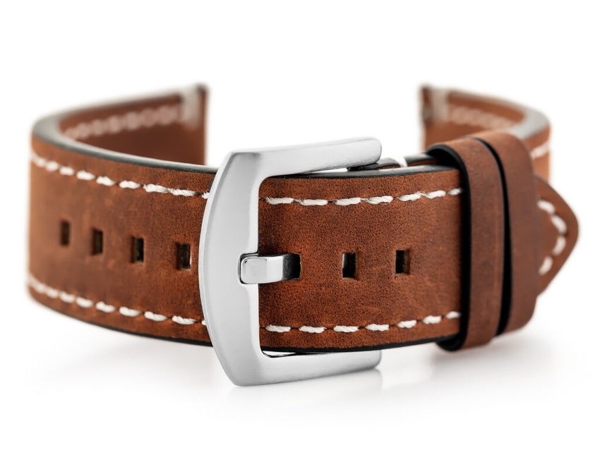 W72 leather watch strap - mahogany. brown - 20mm
