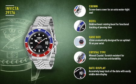 INVICTA DIVER PROFESSIONAL MEN'S WATCH 29176 - AUTOMAT WR200 (zv004a)