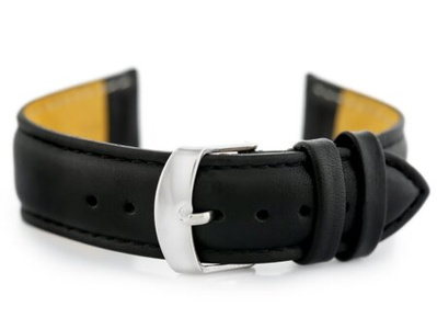 W83L leather watch strap - black - 22mm