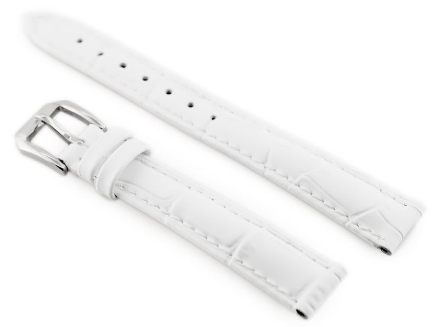 W64 leather watch strap - white - 14mm