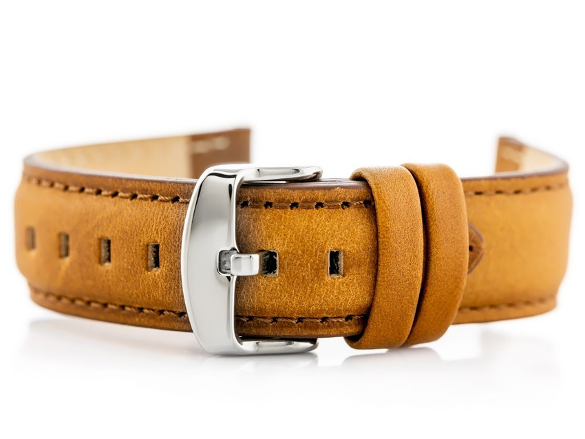 W46 leather watch strap - camel - 22mm