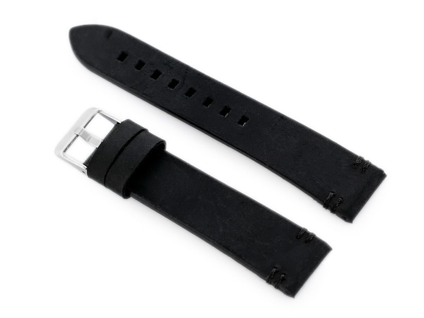 W110 leather watch strap - black - 22mm