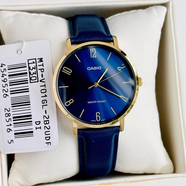 CASIO MEN'S WATCH MTP-VT01GL-2B2 + BOX