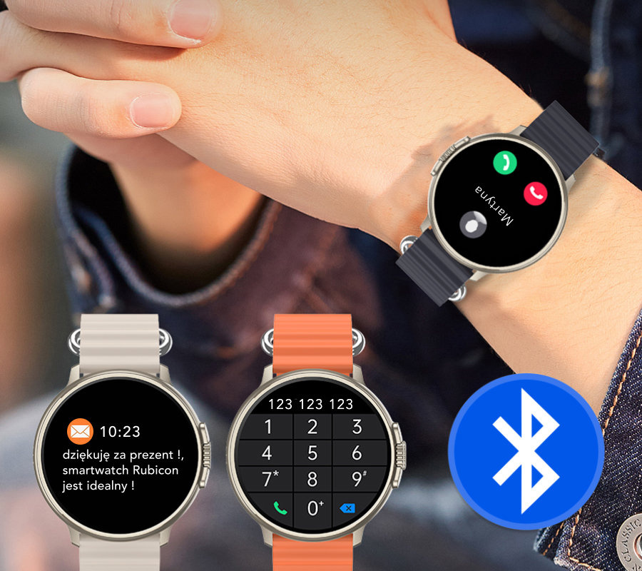 SMARTWATCH UNISEX Rubicon RNCF15 - BLUETOOTH CALL, ŁADOWANIE BEZPRZEWODOWE