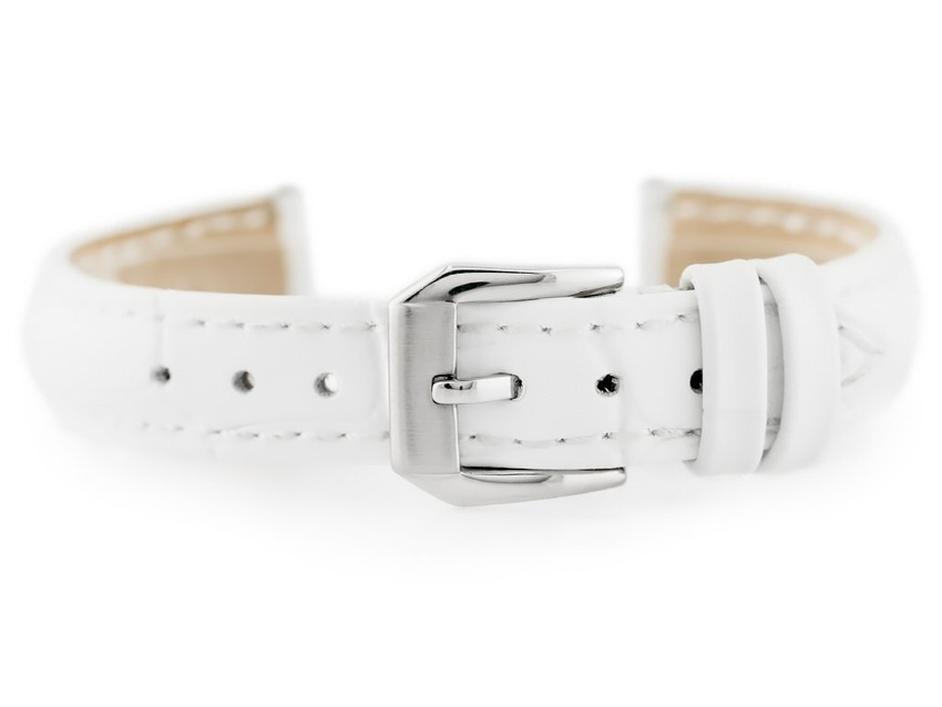 W64 leather watch strap - white - 14mm