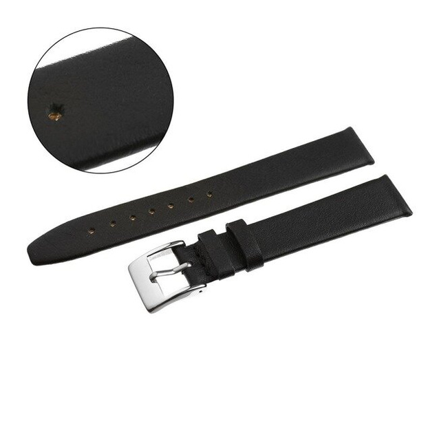 W104 leather watch strap - black - 18mm