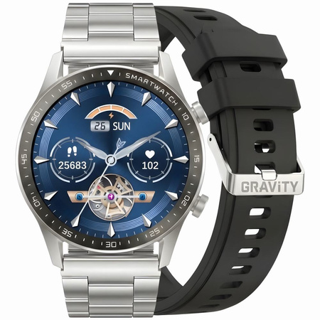 SMARTWATCH MĘSKI GRAVITY GT10-6 - AMOLED, DODATKOWY PASEK (sg046f)