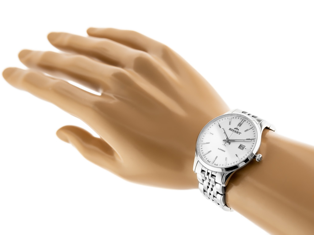 ZEGAREK MĘSKI BISSET BSDF383 (zb094a) - SZAFIROWE SZKŁO