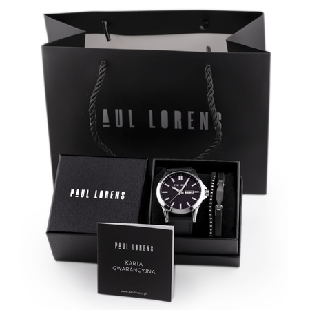PAUL LORENS MEN'S PRESENT SET - Watch + Bracelet (zg374e)