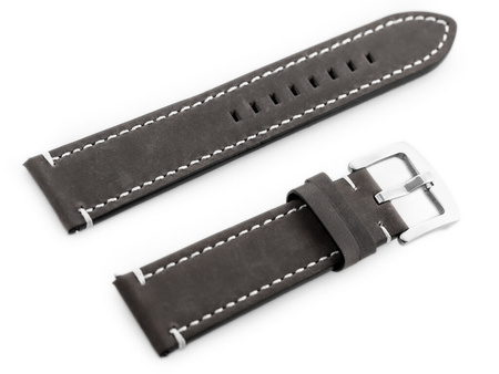 W72 leather watch strap - gray - 22mm