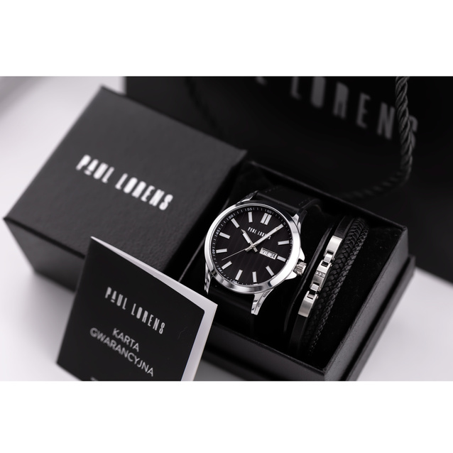 PAUL LORENS MEN'S PRESENT SET - Watch + Bracelet (zg374f)