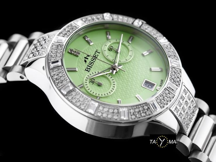 ZEGAREK DAMSKI BISSET BSBE18 - silver/green (zb547a)