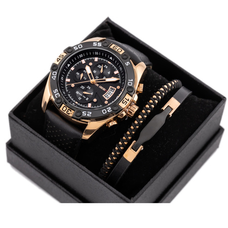PAUL LORENS MEN'S PRESENT SET - Watch + Bracelet (zg375f)