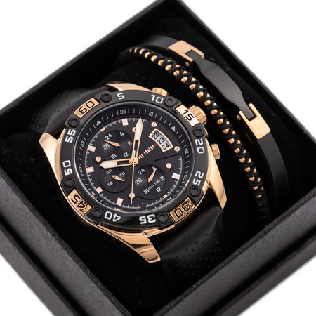 PAUL LORENS MEN'S PRESENT SET - Watch + Bracelet (zg375f)