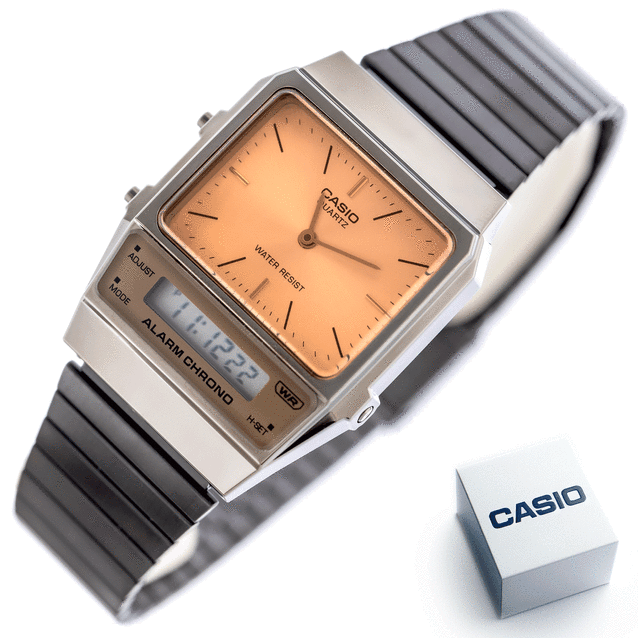 UNISEX CASIO Vintage Dual Time AQ-800ECGG-4ADF + BOX