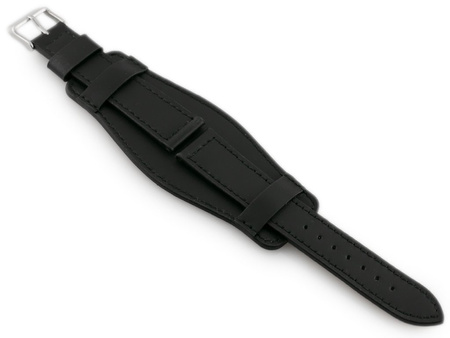 W85 leather watch strap - washer - black - 18mm