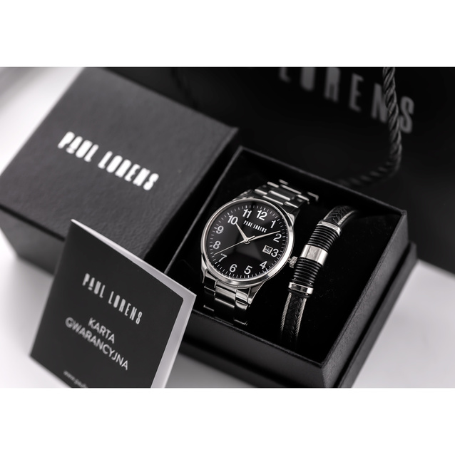 PAUL LORENS MEN'S PRESENT SET - Watch + Bracelet (zg368d)