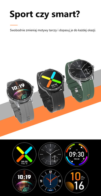 SMARTWATCH MĘSKI G. Rossi SW018-1 silver/black (sg012a) WŁASNE TARCZE