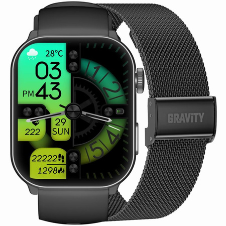 SMARTWATCH UNISEX GRAVITY GT28-1 - ROZMOWY BLUETOOTH, DODATKOWY PASEK (sg037a)