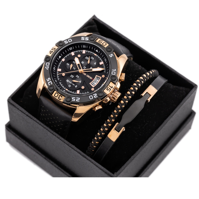 PAUL LORENS MEN'S PRESENT SET - Watch + Bracelet (zg375f)