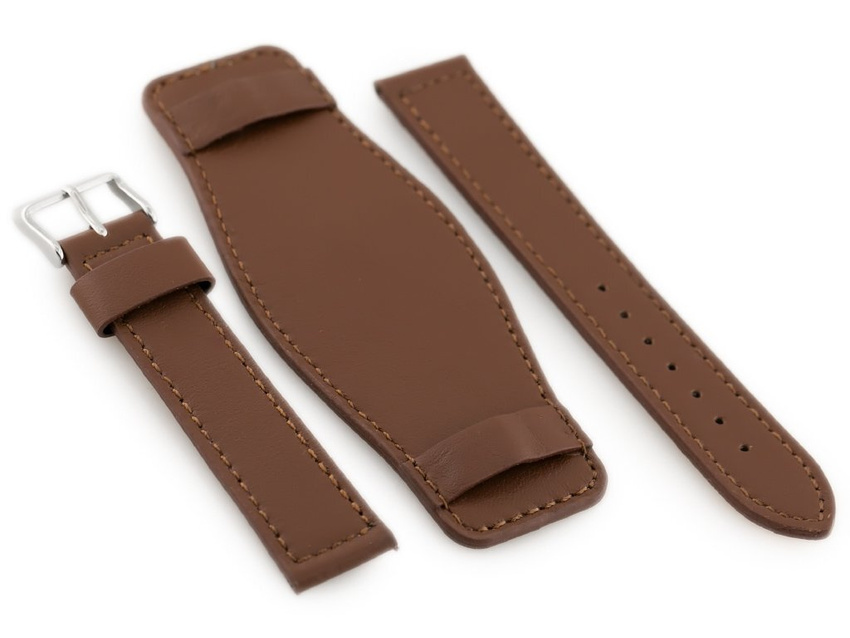 W85 leather watch strap - washer - brown - 18mm
