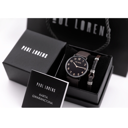 PAUL LORENS MEN'S PRESENT SET - Watch + Bracelet (zg370f)