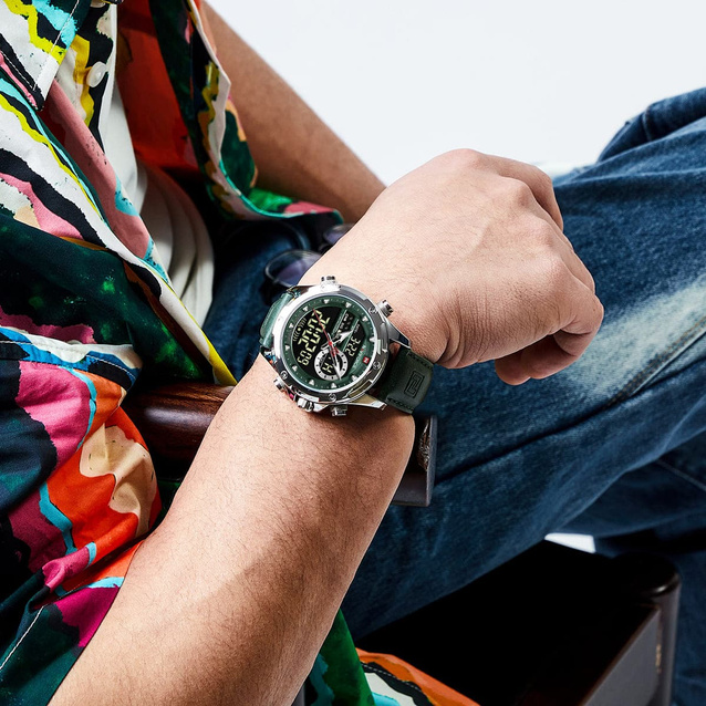 NAVIFORCE MEN'S WATCH NF9208 S/GN/GN - CHRONOGRAPH + BOX