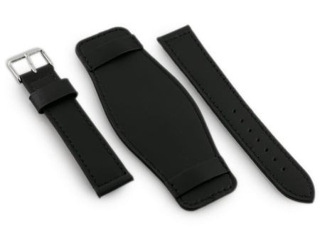 W85 leather watch strap - washer - black - 20mm