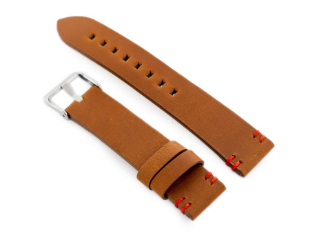 W110 leather watch strap - brown/red - 20mm