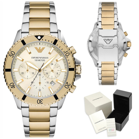 EMPORIO ARMANI MEN'S WATCH AR11606 Two-Tone Chronograph + BOX