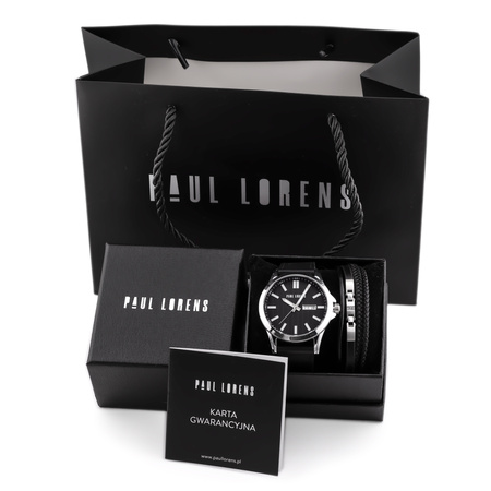 PAUL LORENS MEN'S PRESENT SET - Watch + Bracelet (zg374f)