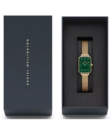 ZEGAREK DAMSKI DANIEL WELLINGTON Quadro Pressed Evergold Emerald 20mm DW00100561+ BOX (zw505m) 