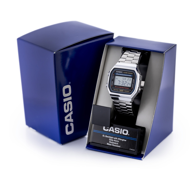 UNISEX CASIO A168WA-1W WATCH - VINTAGE + BOX